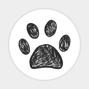 Doodle black paw print Magnet